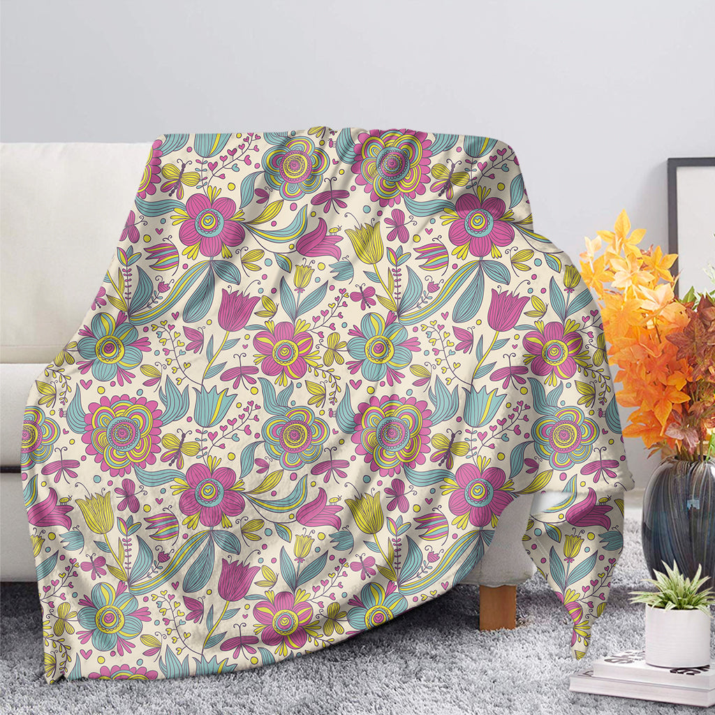 Vintage Girly Floral Print Blanket