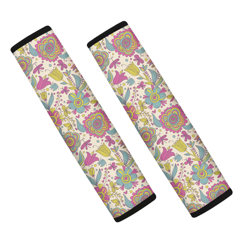 Vintage Girly Floral Print Car Seat Belt Covers