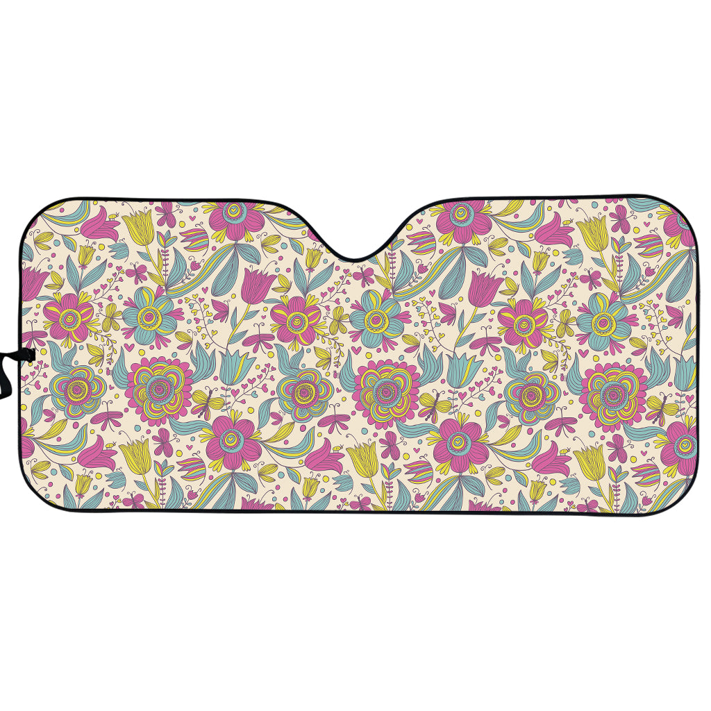 Vintage Girly Floral Print Car Sun Shade