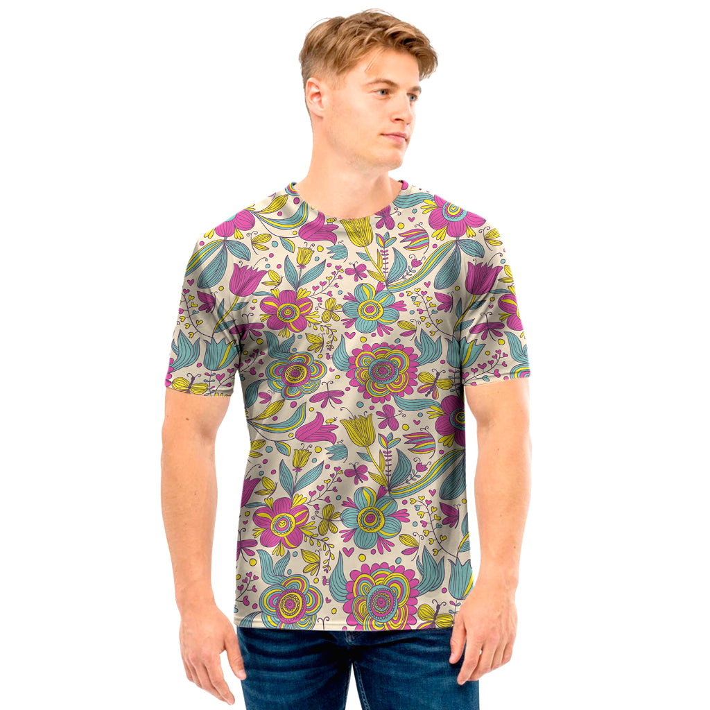 Vintage Girly Floral Print Men's T-Shirt