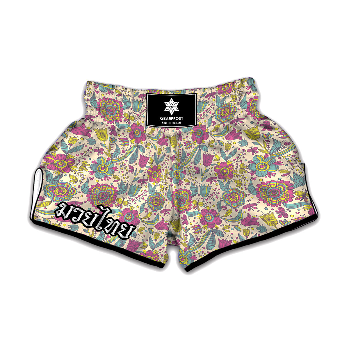 Vintage Girly Floral Print Muay Thai Boxing Shorts