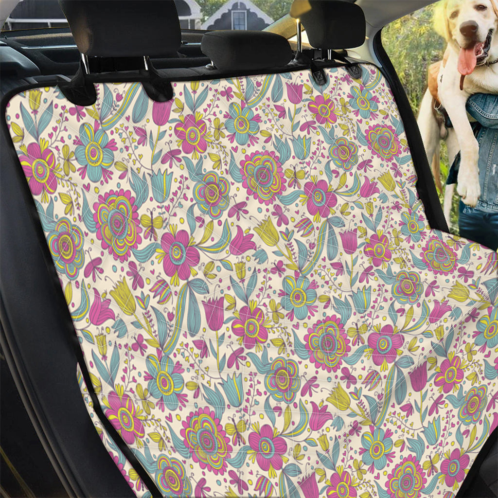 Vintage Girly Floral Print Pet Car Back Seat Cover