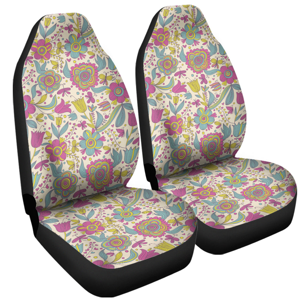 Vintage Girly Floral Print Universal Fit Car Seat Covers