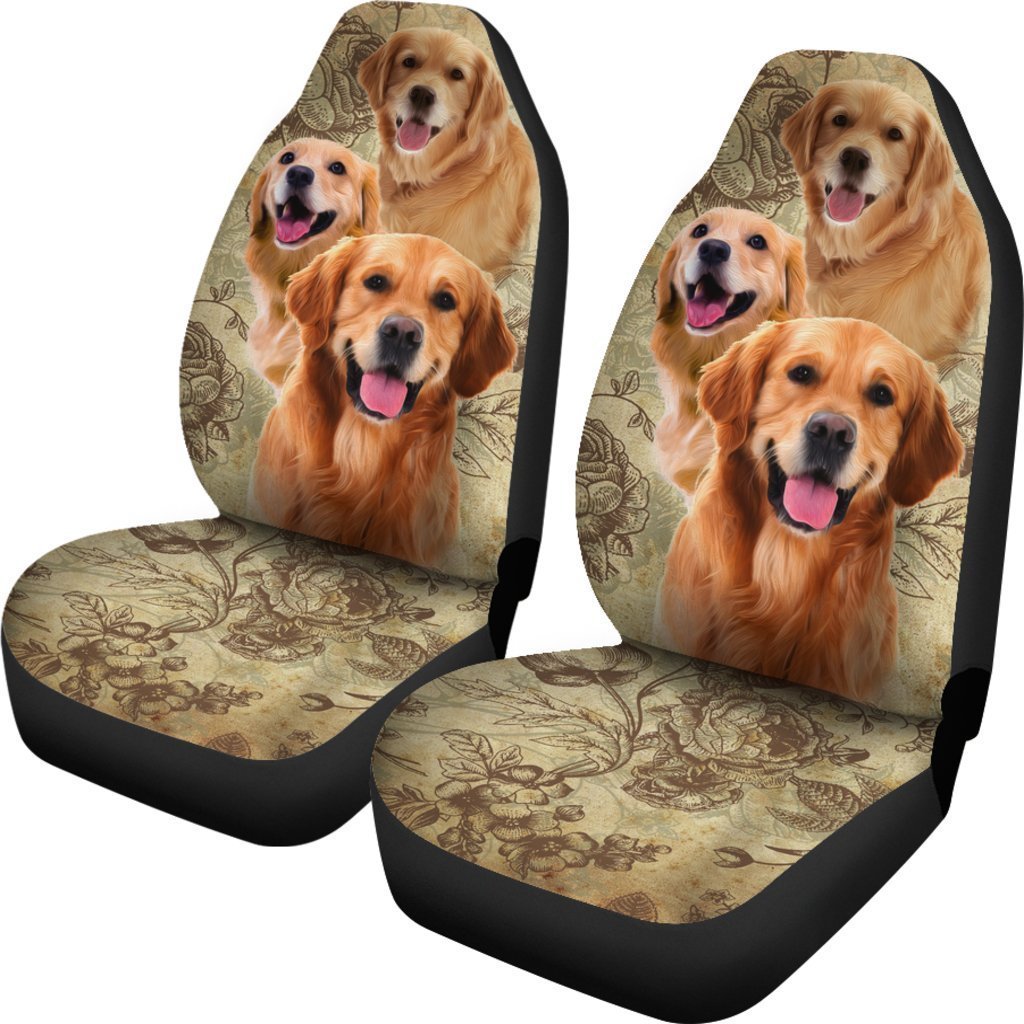 Vintage Golden Retriever Universal Fit Car Seat Covers