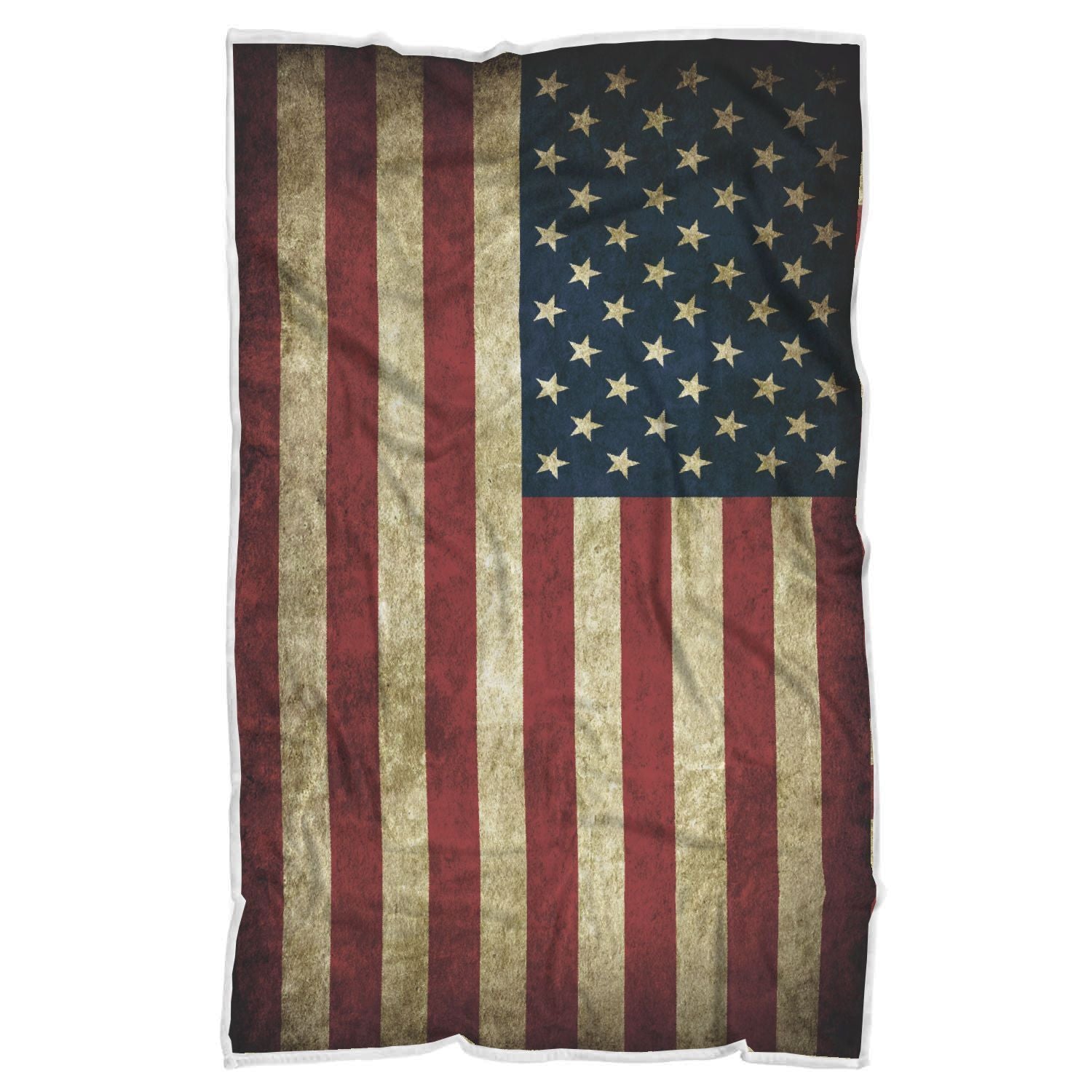 Vintage Grunge American Flag Patriotic Sherpa Blanket