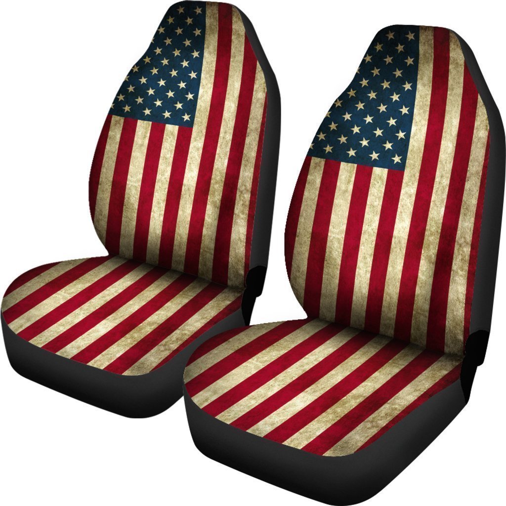 Vintage Grunge American Flag Patriotic Universal Fit Car Seat Covers