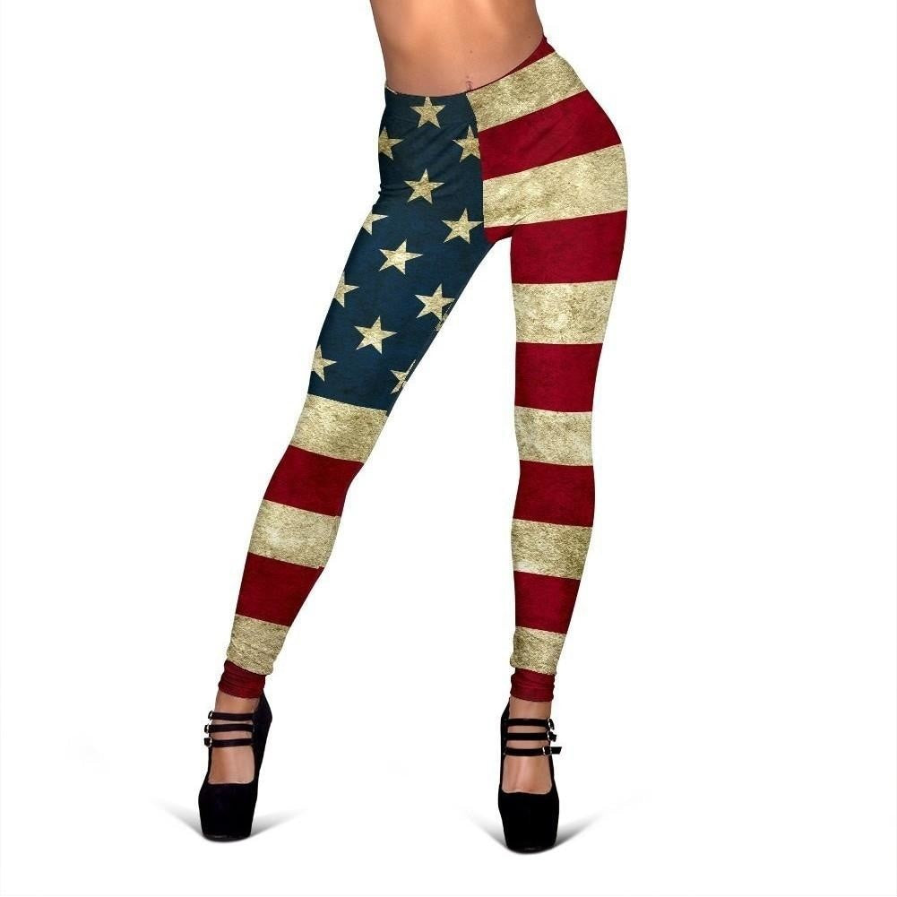 Vintage Grunge American Flag Patriotic Women's Leggings