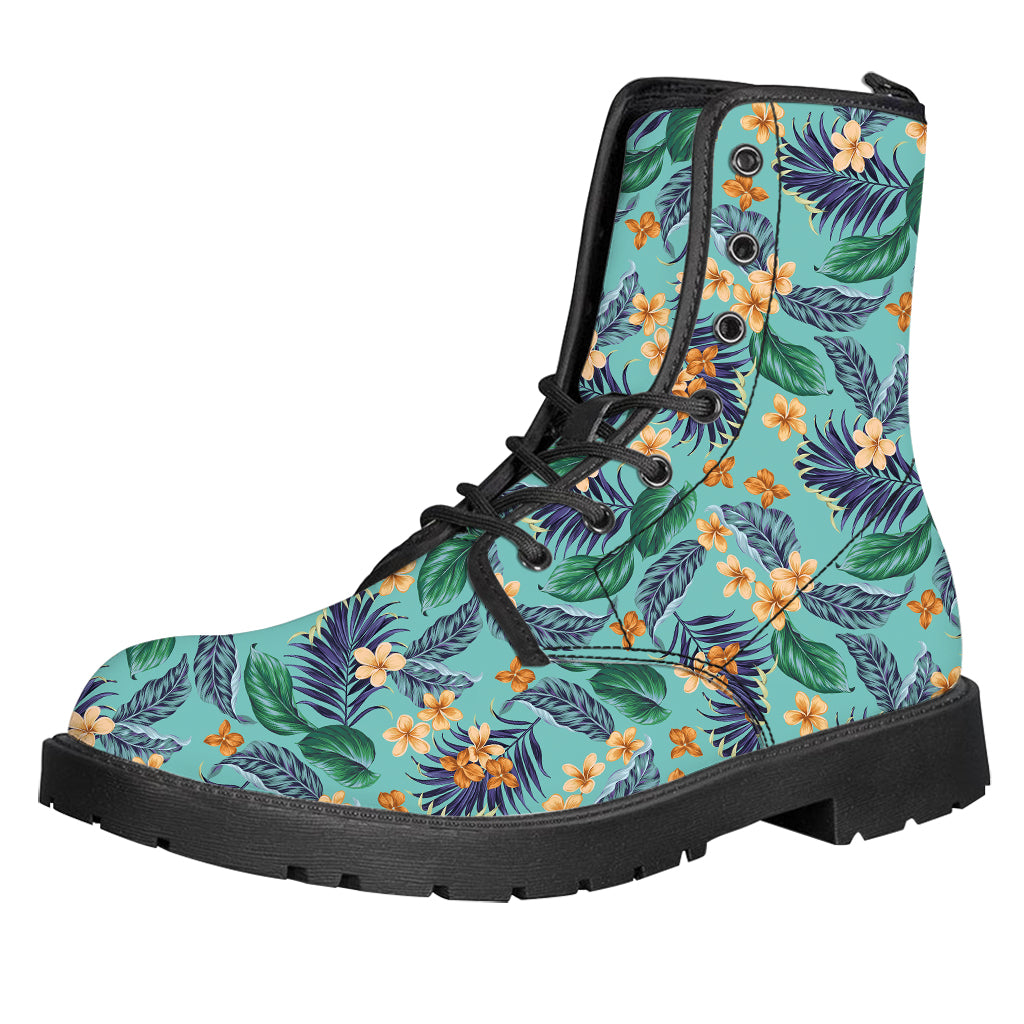 Vintage Hawaiian Aloha Pattern Print Leather Boots