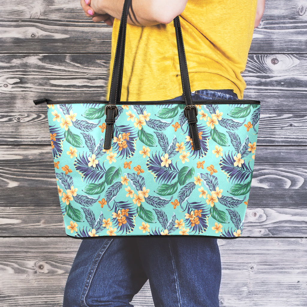 Vintage Hawaiian Aloha Pattern Print Leather Tote Bag