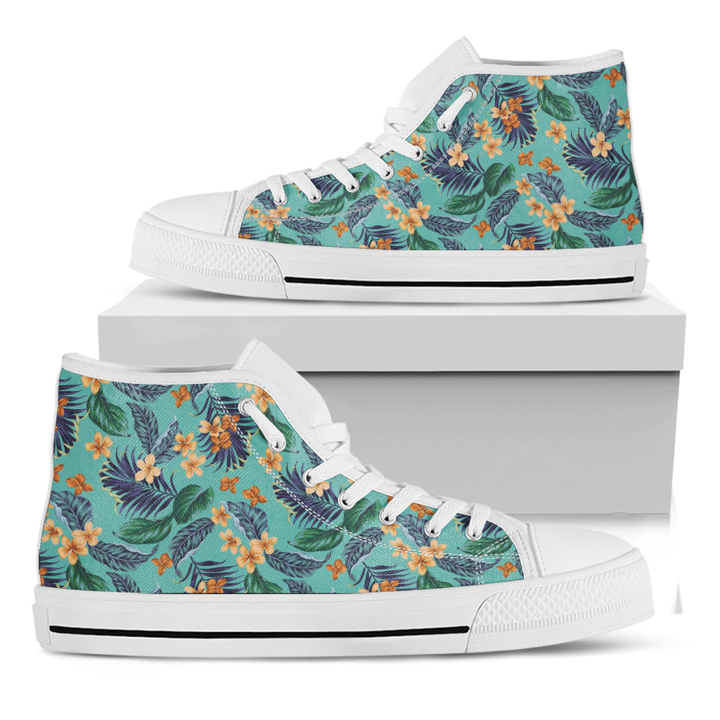 Vintage Hawaiian Aloha Pattern Print White High Top Shoes