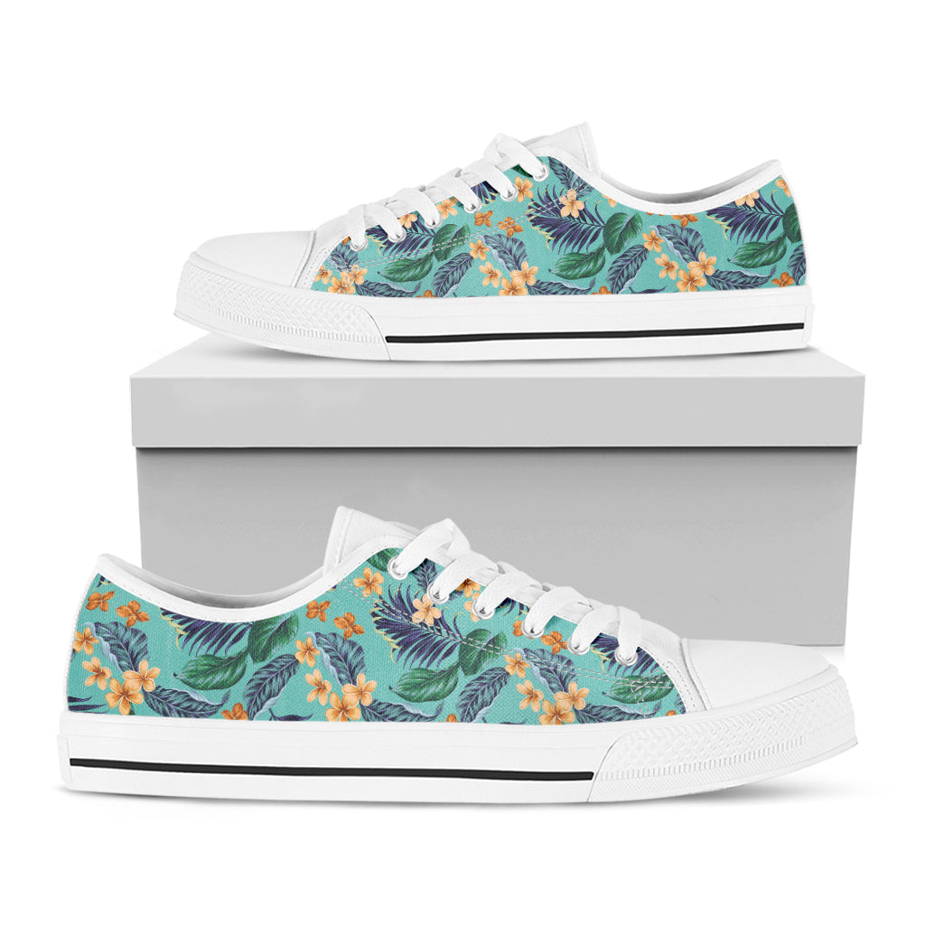 Vintage Hawaiian Aloha Pattern Print White Low Top Shoes