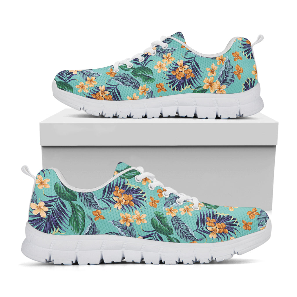 Vintage Hawaiian Aloha Pattern Print White Sneakers