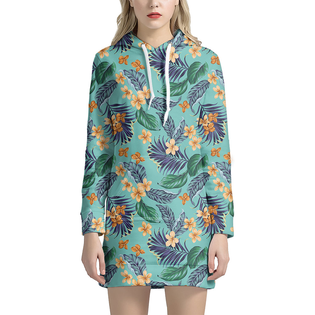 Vintage Hawaiian Aloha Pattern Print Women's Pullover Hoodie Dress