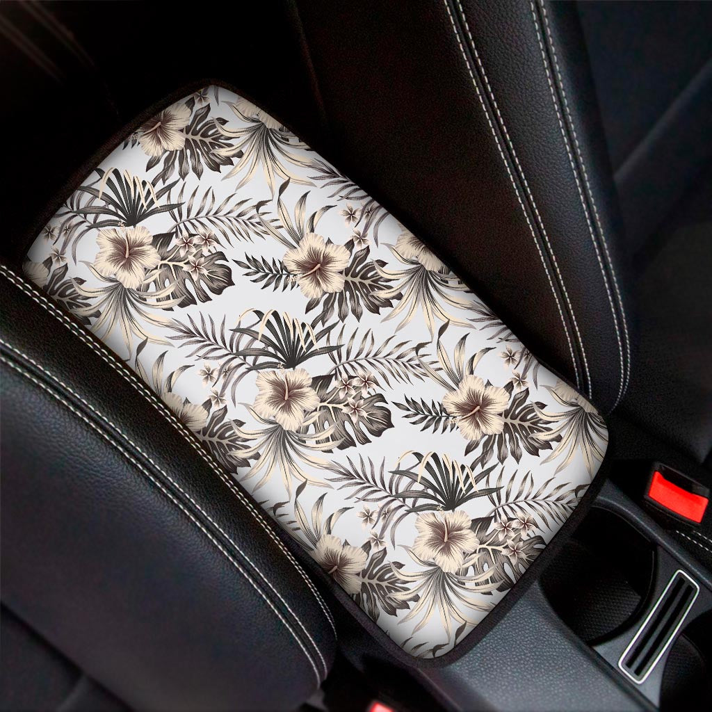 Vintage Hibiscus Plumeria Pattern Print Car Center Console Cover