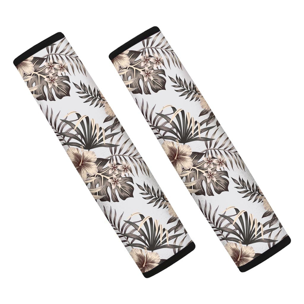 Vintage Hibiscus Plumeria Pattern Print Car Seat Belt Covers