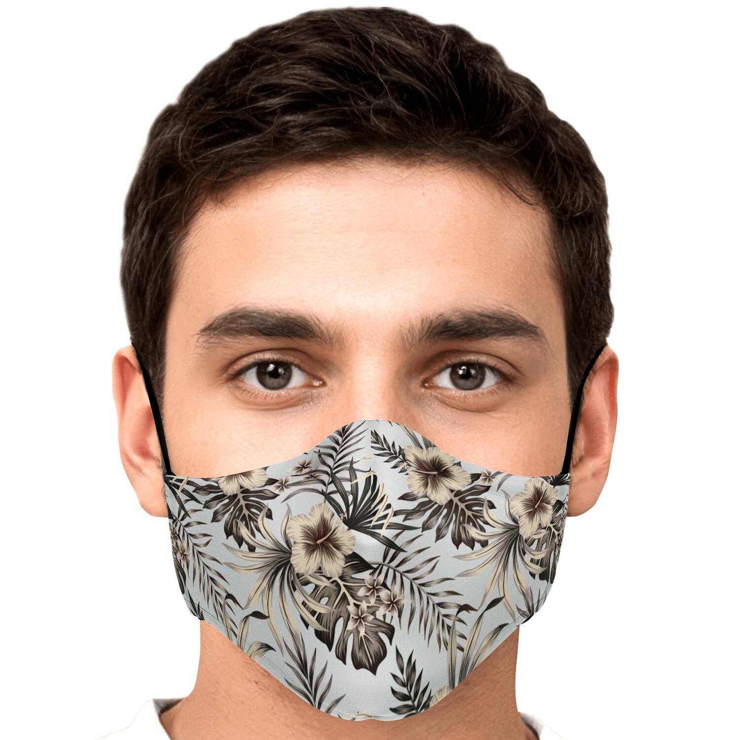 Vintage Hibiscus Plumeria Pattern Print Face Mask