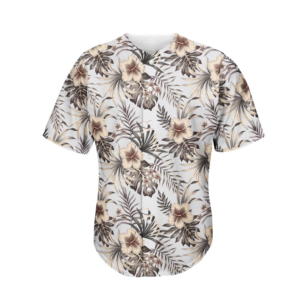 Vintage Hibiscus Plumeria Pattern Print Men's Baseball Jersey