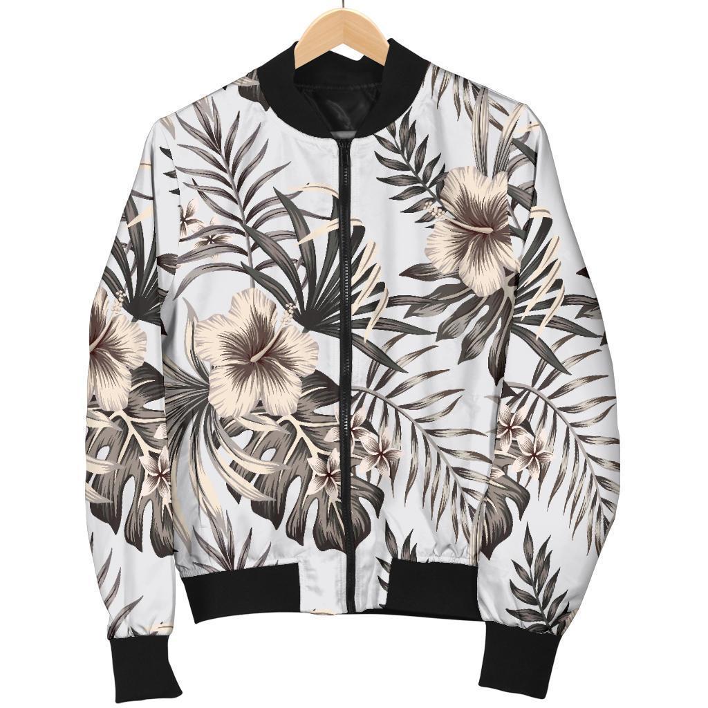 Vintage Hibiscus Plumeria Pattern Print Men's Bomber Jacket