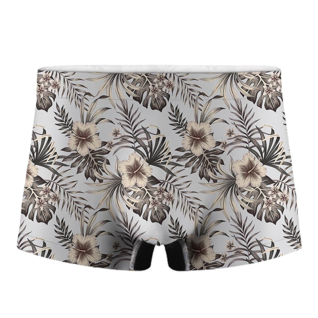 Vintage Hibiscus Plumeria Pattern Print Men's Boxer Briefs