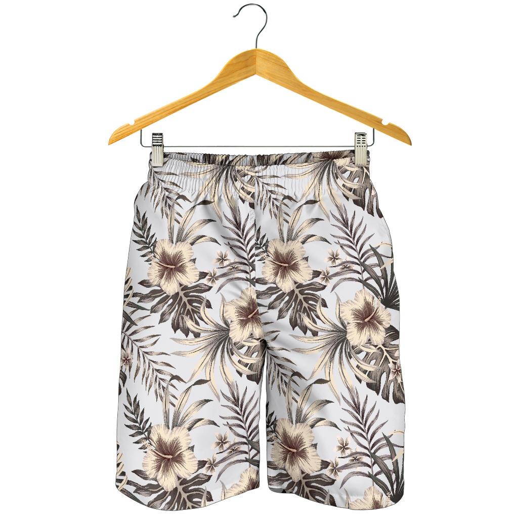 Vintage Hibiscus Plumeria Pattern Print Men's Shorts