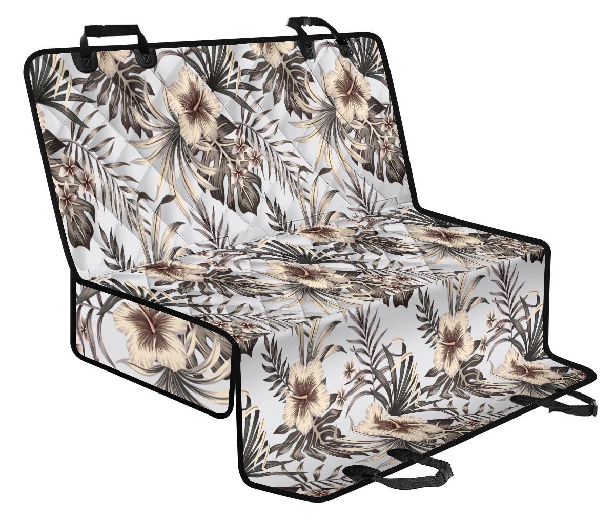 Vintage Hibiscus Plumeria Pattern Print Pet Car Back Seat Cover