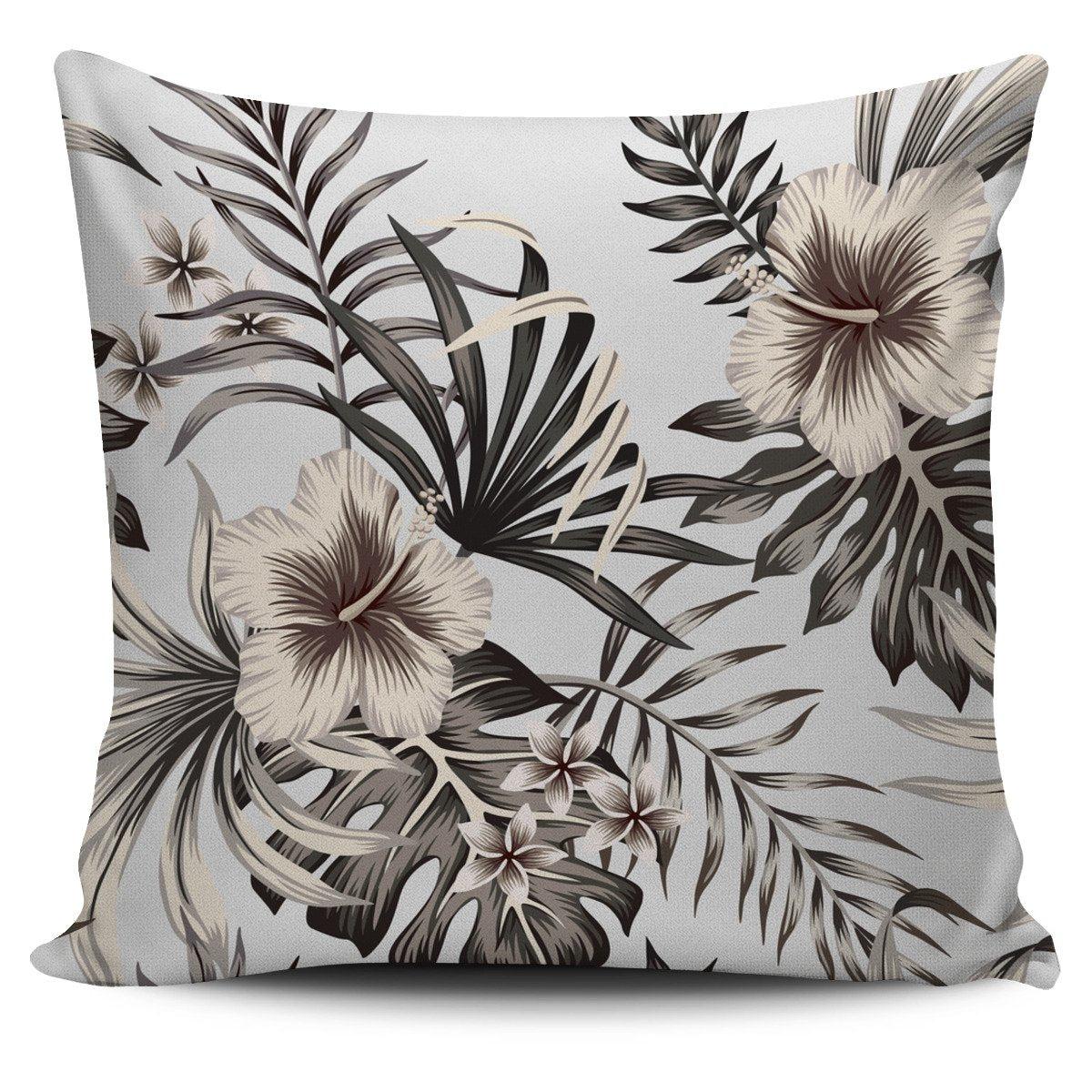 Vintage Hibiscus Plumeria Pattern Print Pillow Cover