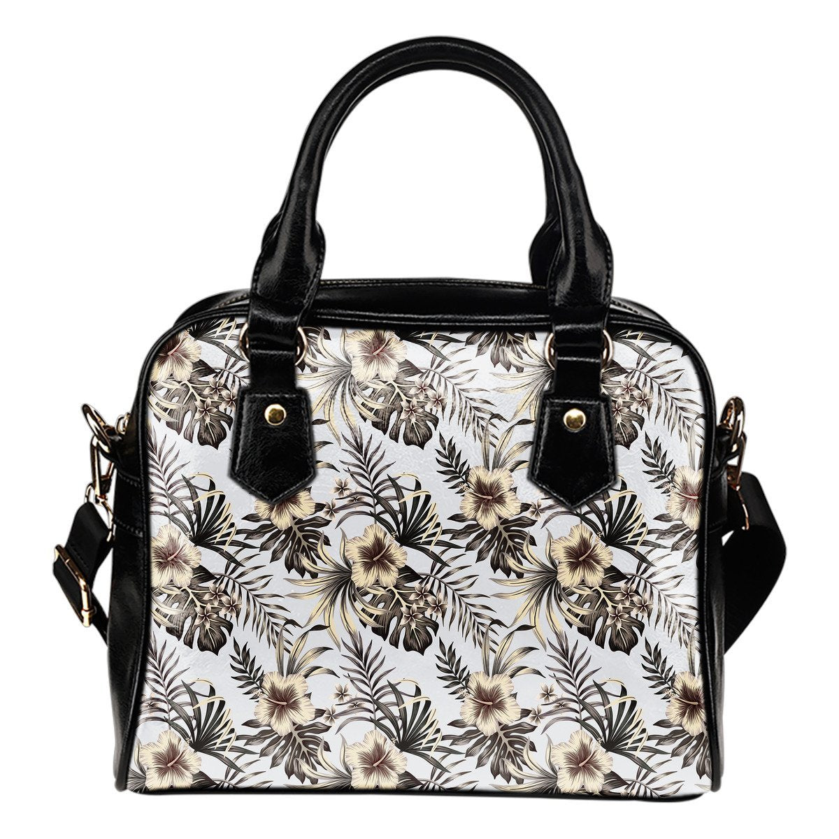 Vintage Hibiscus Plumeria Pattern Print Shoulder Handbag