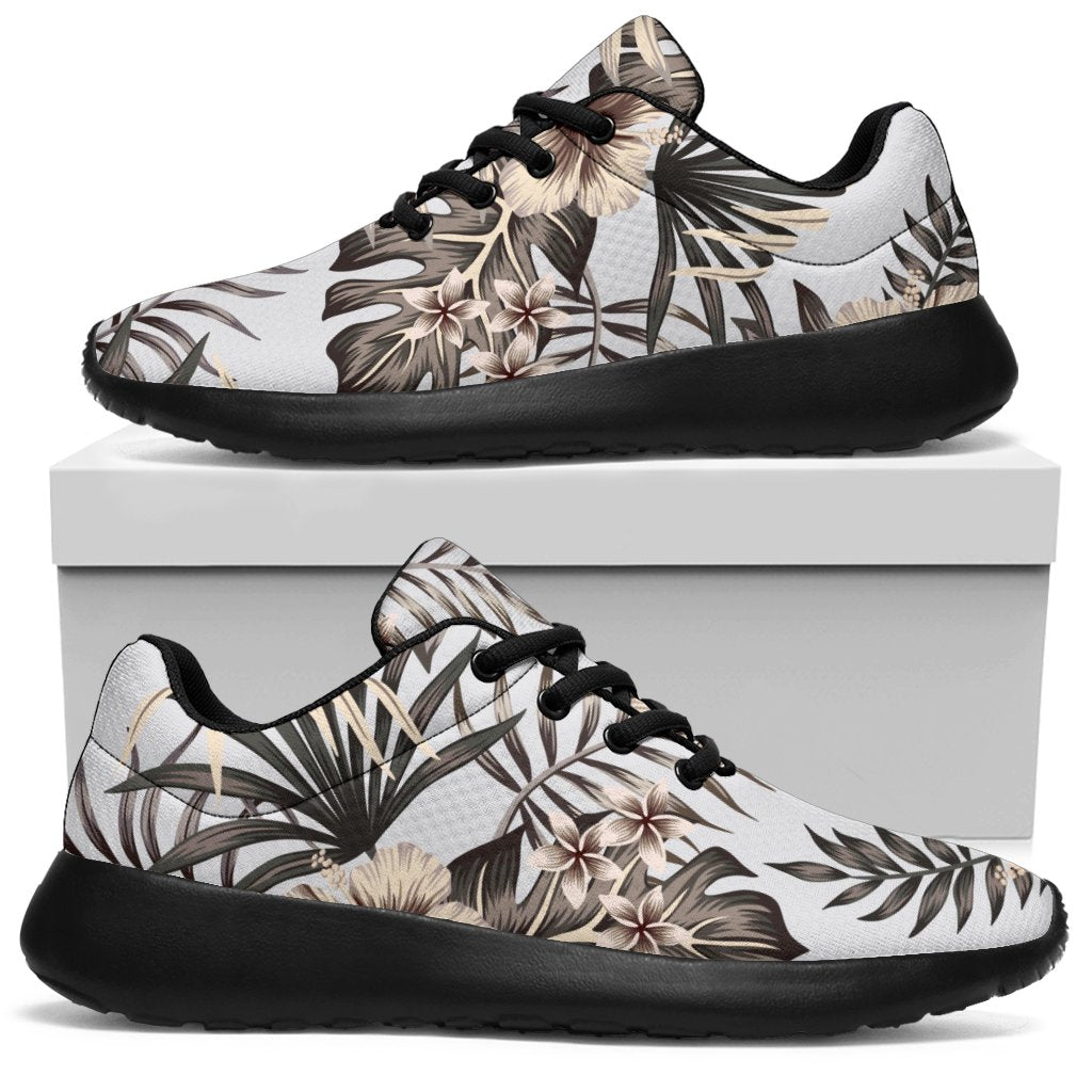 Vintage Hibiscus Plumeria Pattern Print Sport Sneakers