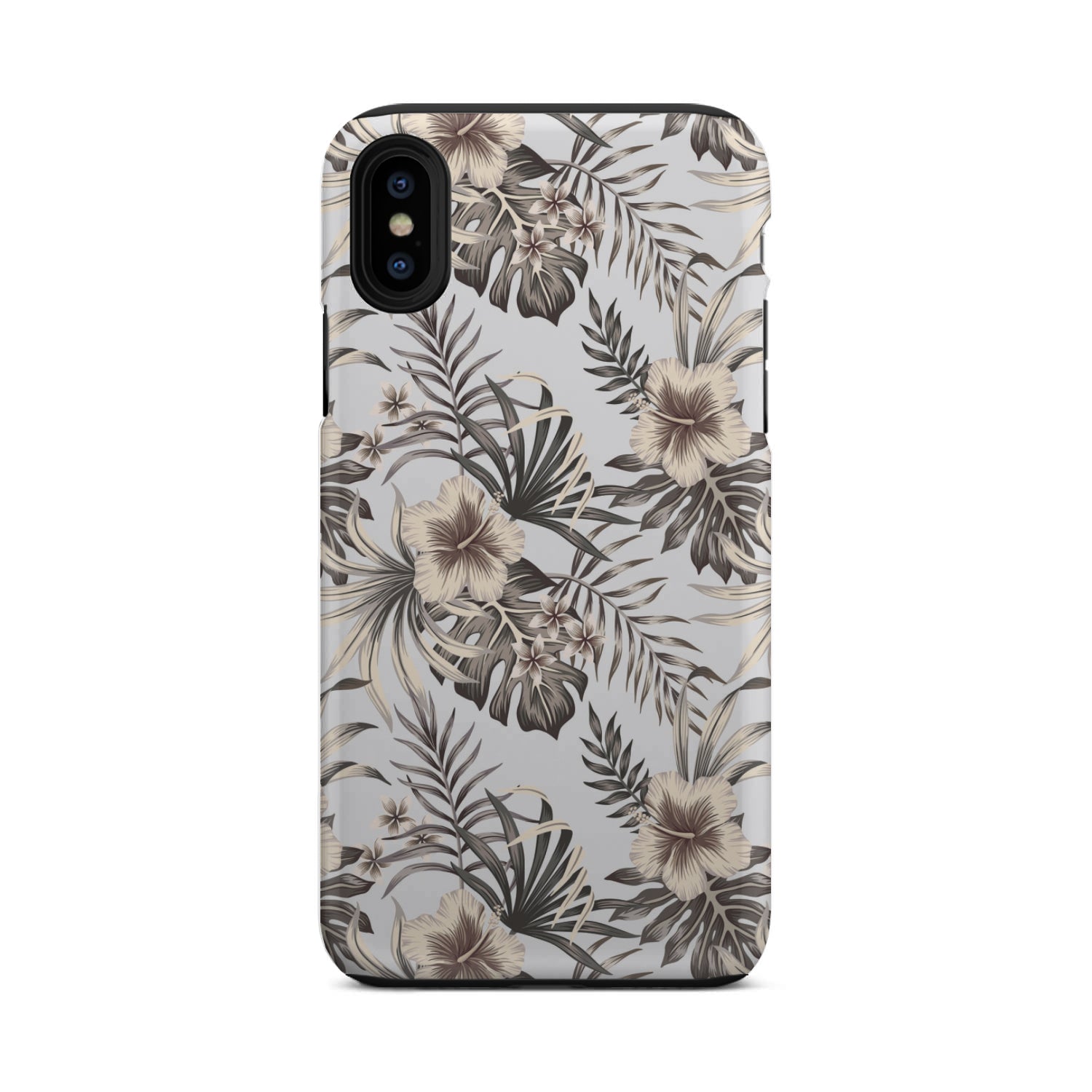 Vintage Hibiscus Plumeria Pattern Print Tough Phone Case