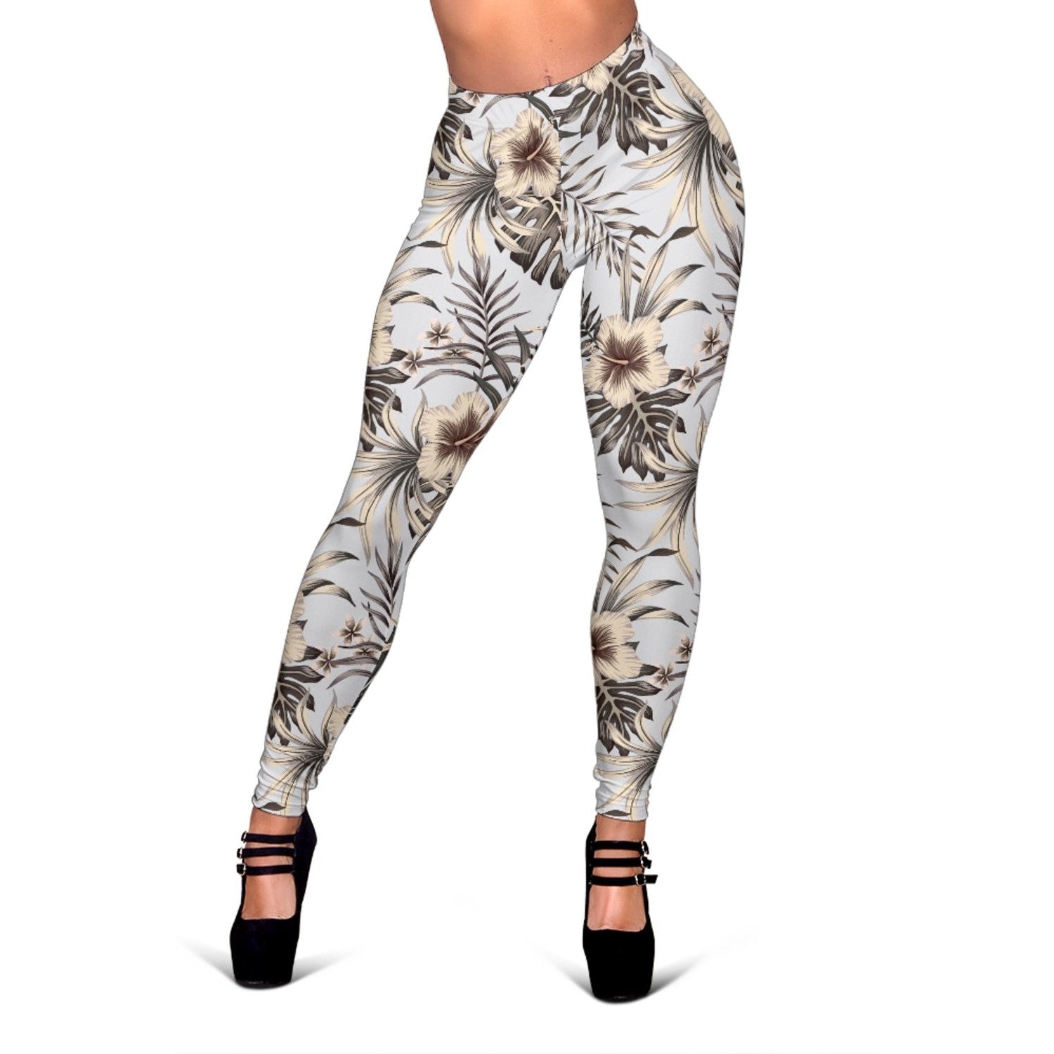 Vintage Hibiscus Plumeria Pattern Print Women's Leggings