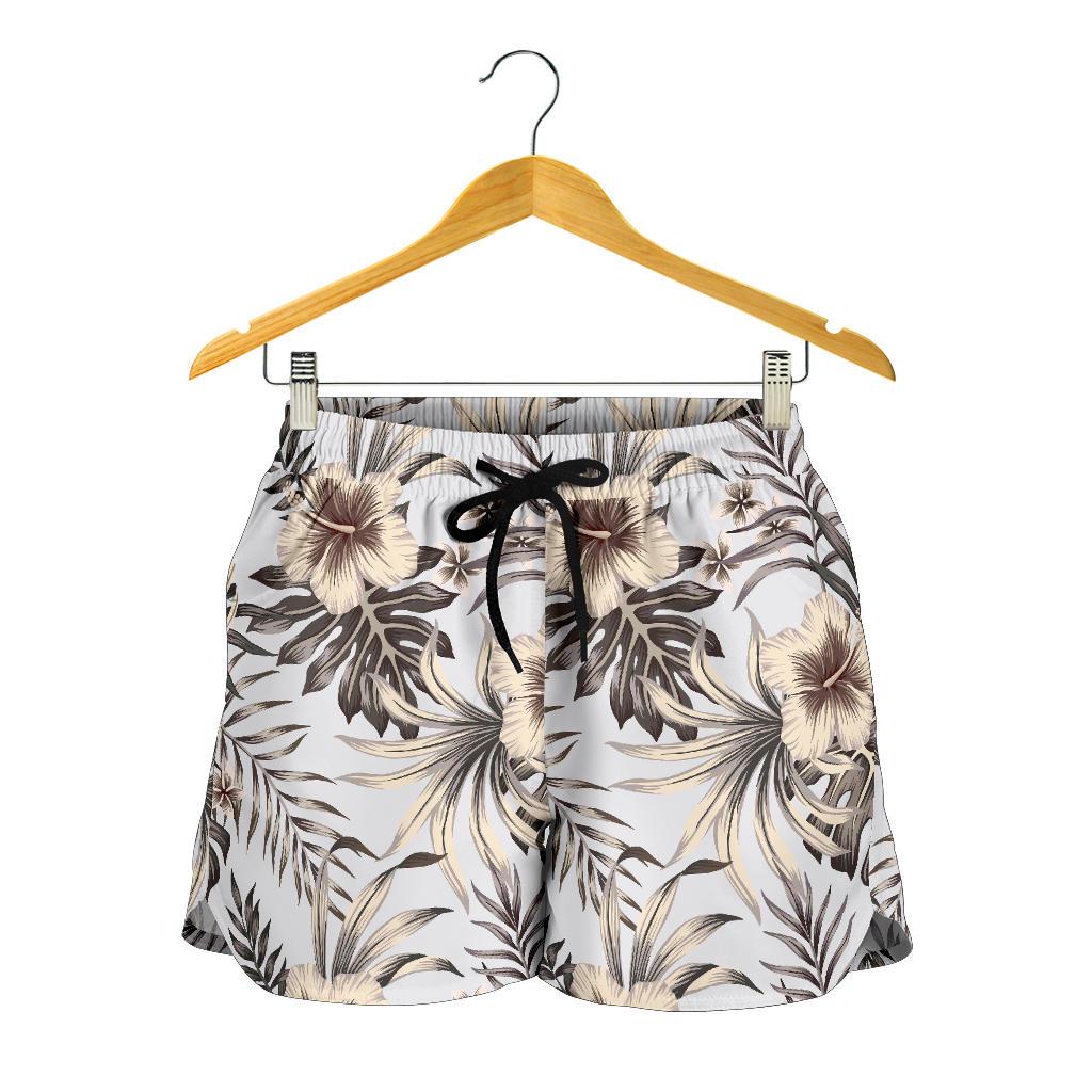 Vintage Hibiscus Plumeria Pattern Print Women's Shorts