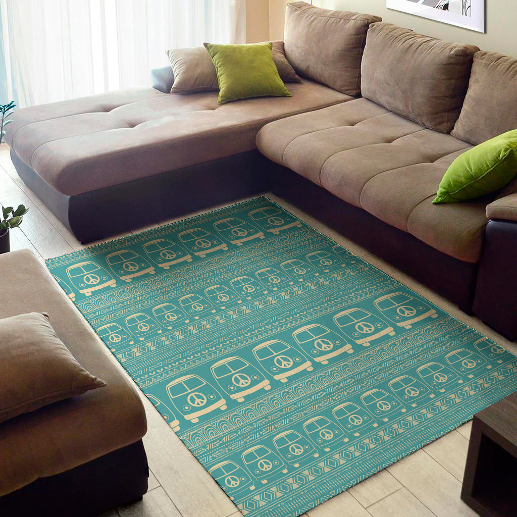 Vintage Hippie Van Pattern Print Area Rug