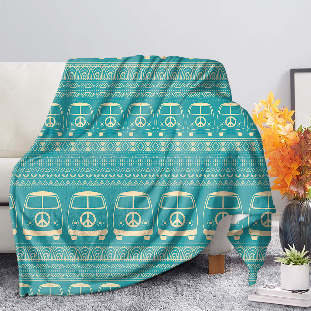 Vintage Hippie Van Pattern Print Blanket