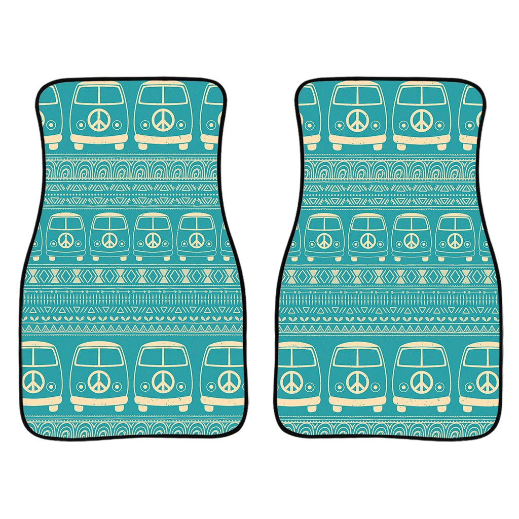 Vintage Hippie Van Pattern Print Front Car Floor Mats