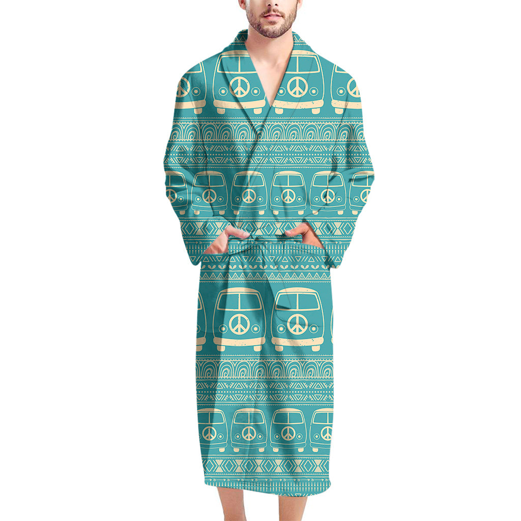 Vintage Hippie Van Pattern Print Men's Bathrobe