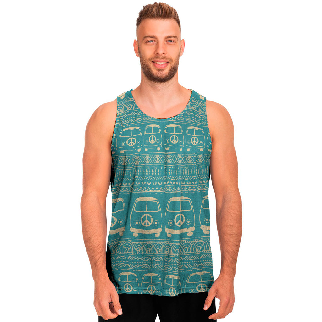 Vintage Hippie Van Pattern Print Men's Tank Top