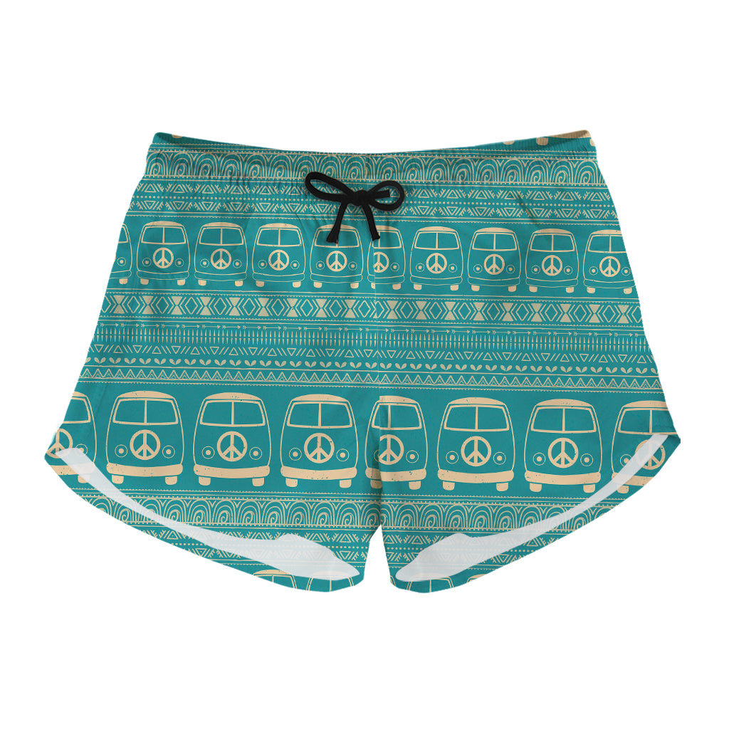 Vintage Hippie Van Pattern Print Women's Shorts