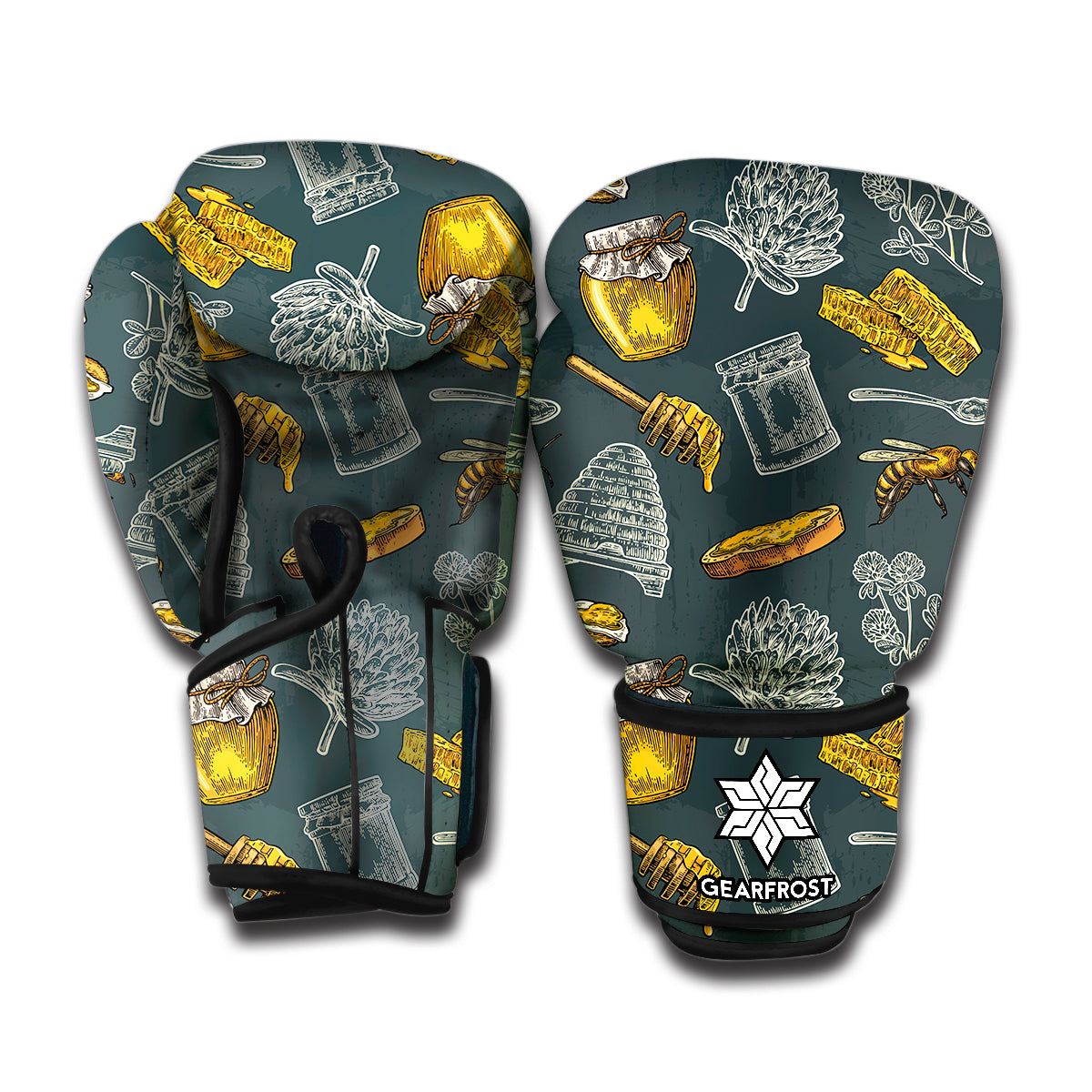 Vintage Honey Bee Print Boxing Gloves