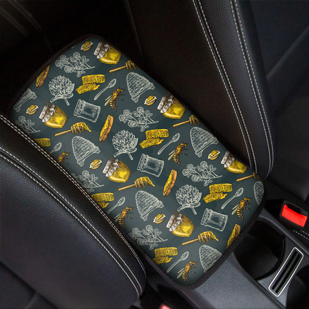 Vintage Honey Bee Print Car Center Console Cover