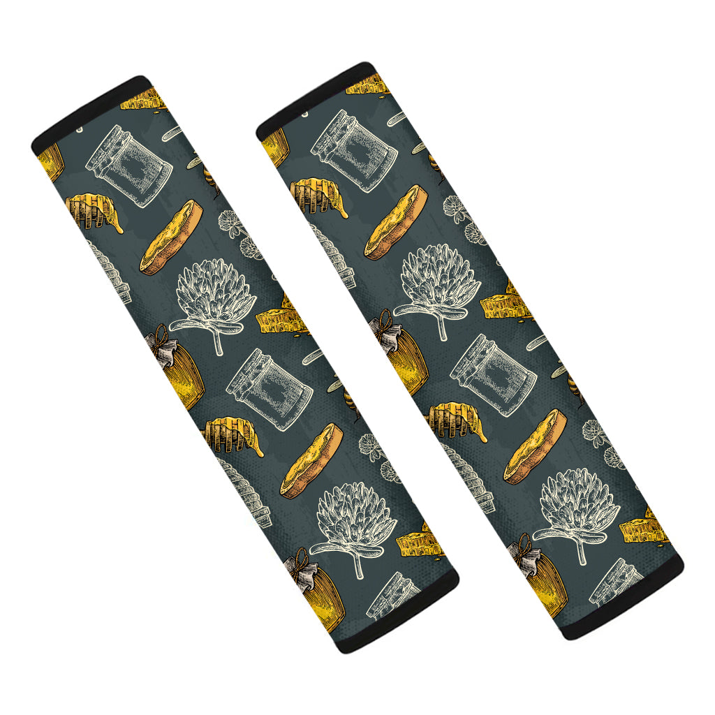 Vintage Honey Bee Print Car Seat Belt Covers