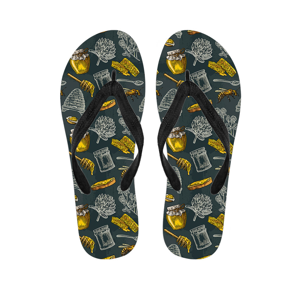 Vintage Honey Bee Print Flip Flops