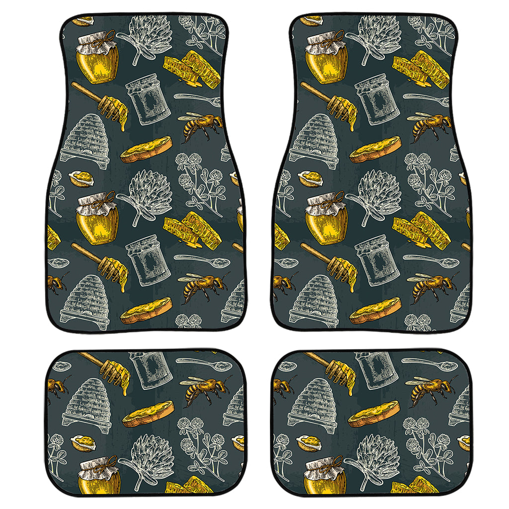 Vintage Honey Bee Print Front and Back Car Floor Mats