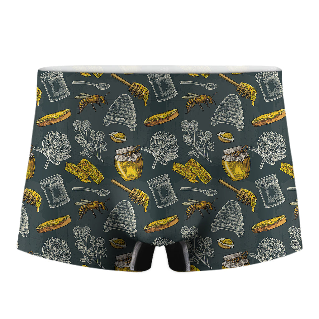 Vintage Honey Bee Print Men's Boxer Briefs