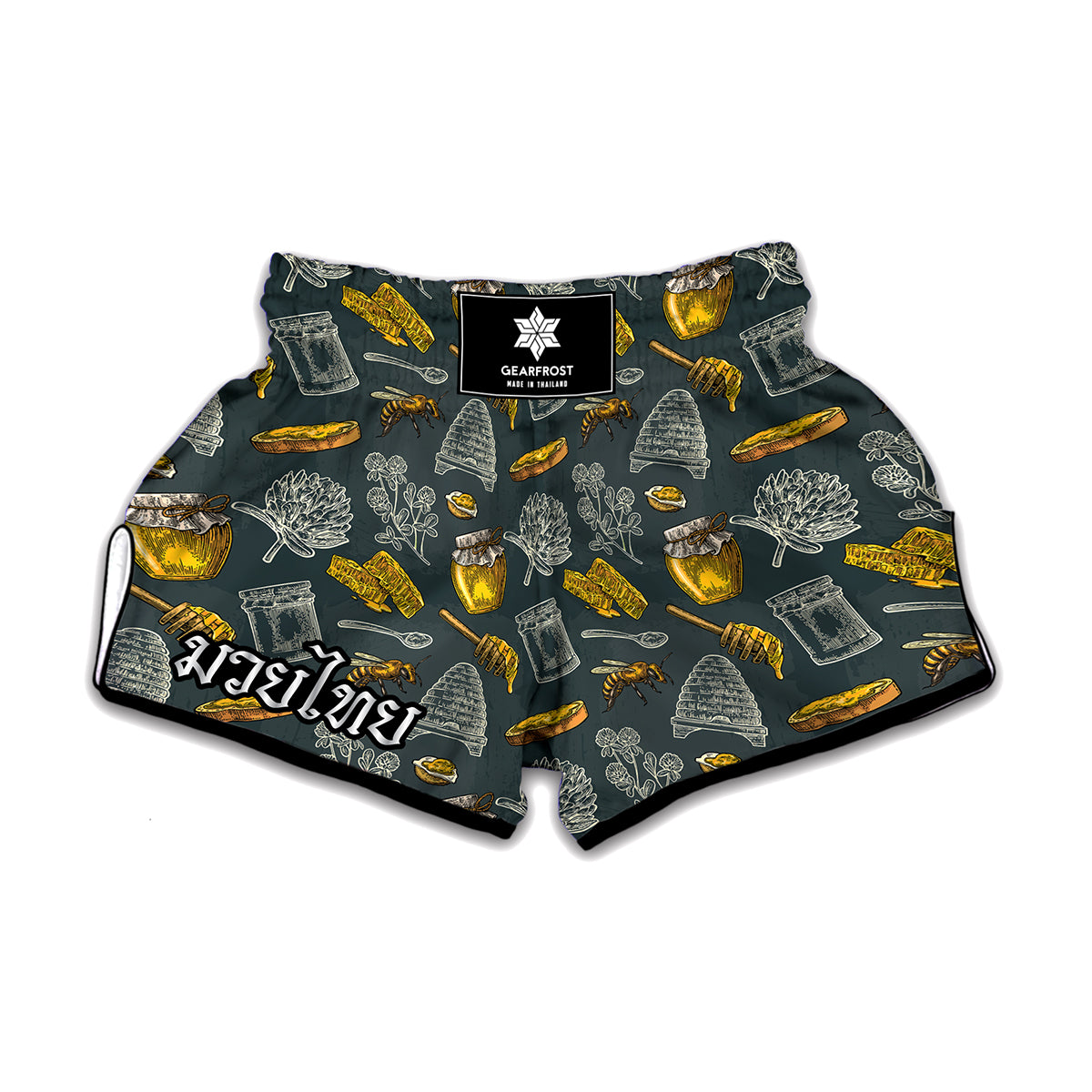 Vintage Honey Bee Print Muay Thai Boxing Shorts