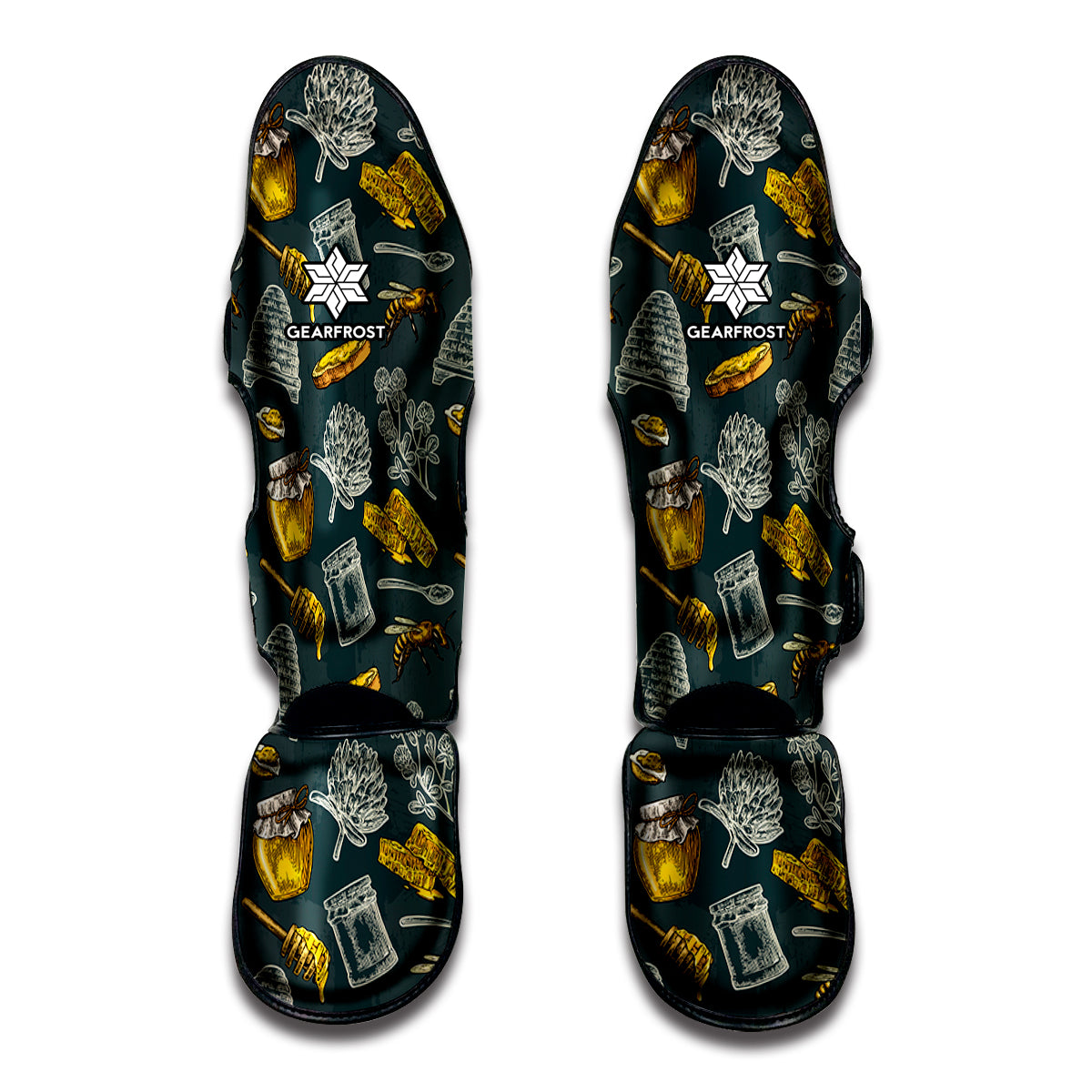 Vintage Honey Bee Print Muay Thai Shin Guards