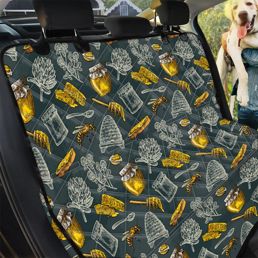 Vintage Honey Bee Print Pet Car Back Seat Cover