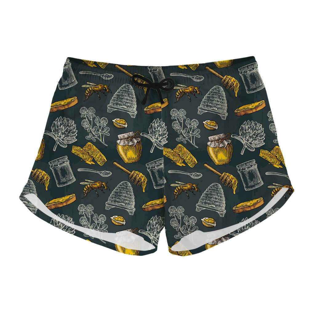 Vintage Honey Bee Print Women's Shorts