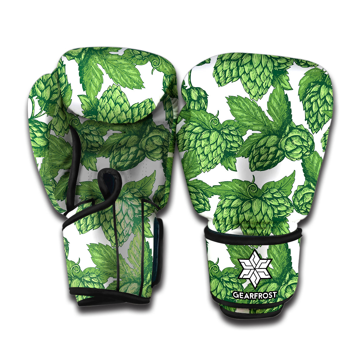 Vintage Hop Cone Pattern Print Boxing Gloves