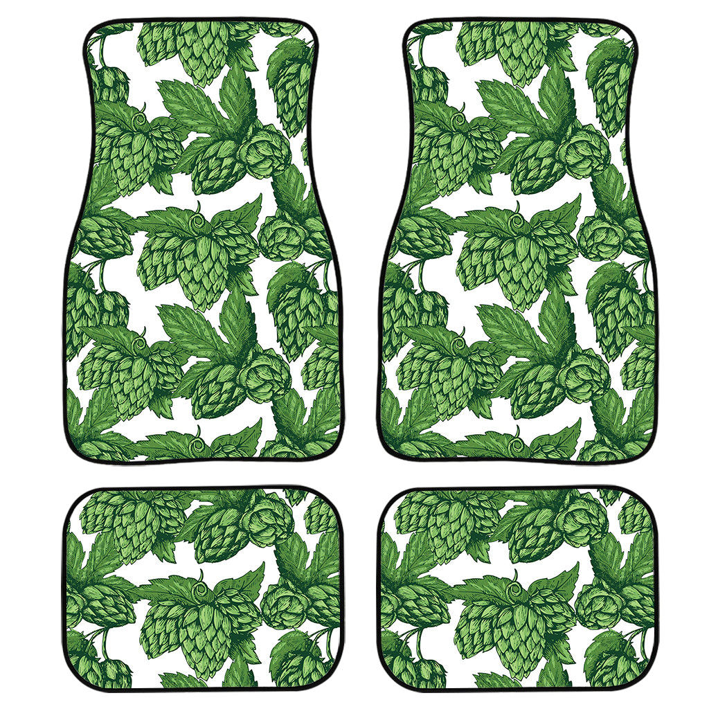 Vintage Hop Cone Pattern Print Front and Back Car Floor Mats