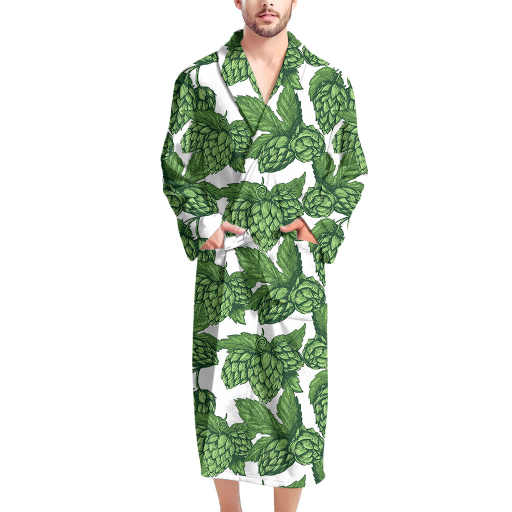 Vintage Hop Cone Pattern Print Men's Bathrobe